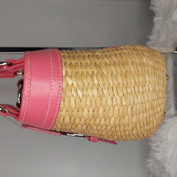 Coach Hand Woven Straw & Leather Small Tote Bag - Picture 4 of 13